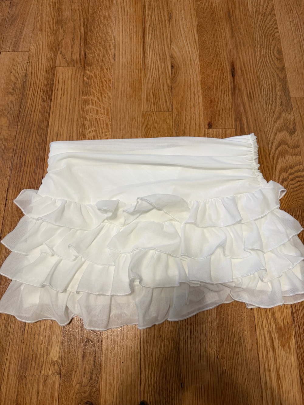 White Ruffle Tiered Mini Skirt